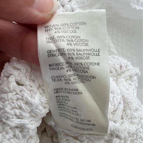 Free People Megan Crochet Top Open Back SZ S IVORY white Boho Cottage Coastal‎ - Picture 15 of 15